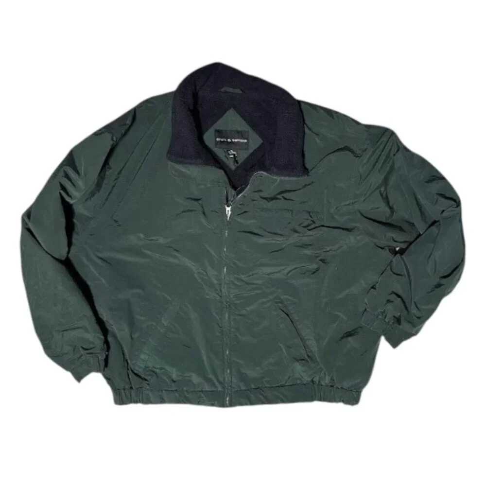 Croft & Barrow Dark Green Winter Jacket Fleece Inner Full Zip up Puffer Men's XL